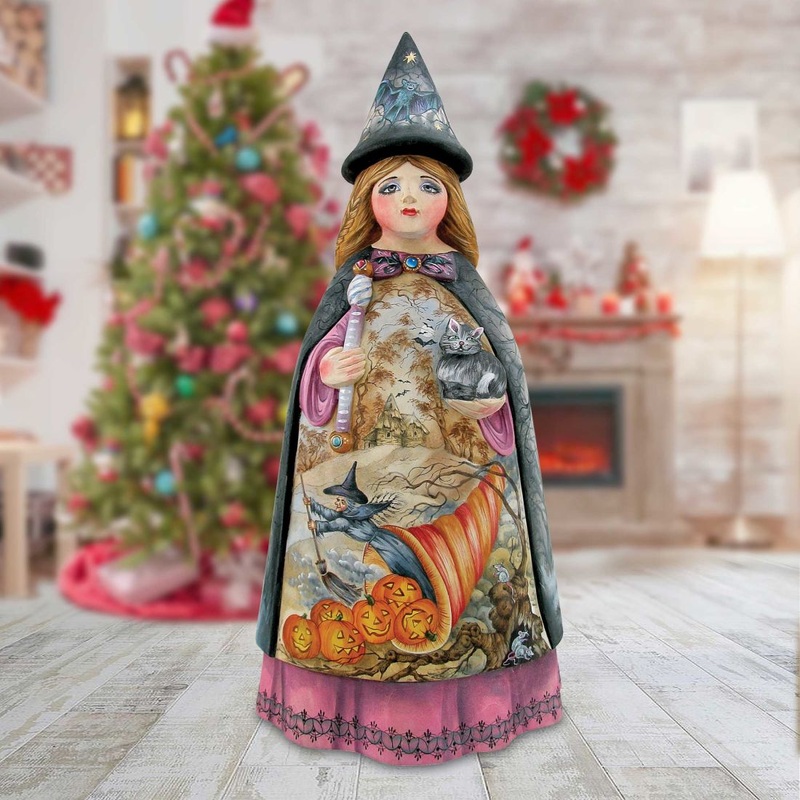 Haunt Witch Hand-Painted WOODCARVED Masterpiece by G. DeBrekht – Thanksgiving Halloween Decor – 241960 – SPECIAL ORDER *** PRE-ORDER – Handmade Just for You! ***
