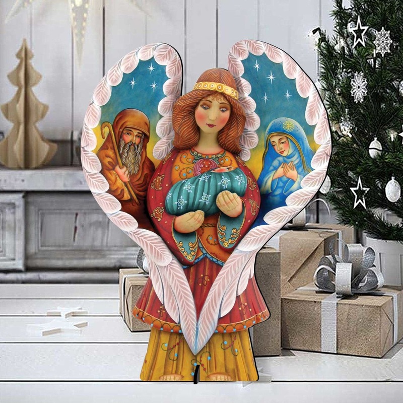 Holy Family Angel Outdoor Decor by G. DeBrekht – Nativity Holiday Decor – 8154107F