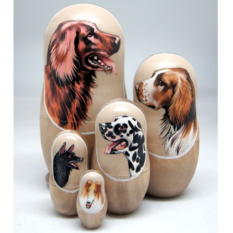 Irish Setter Dog Matreshka Nesting Hand-Painted Doll Set of 5 by G. DeBrekht – Pets Dog and Cats Decor – 150032