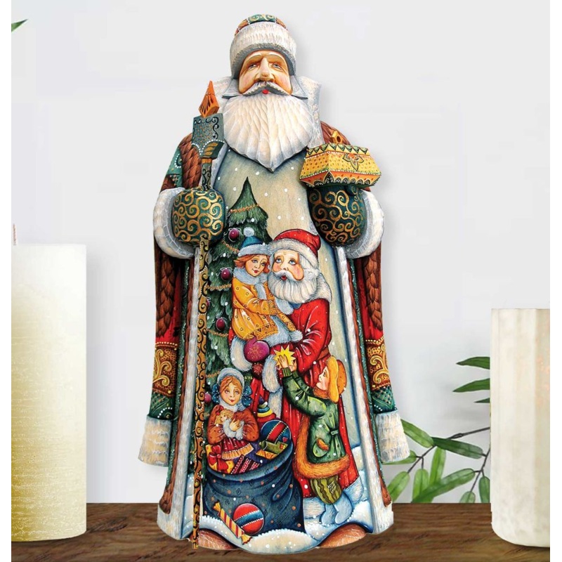 Joy Santa Hand-Painted WOODCARVED Masterpiece by G. DeBrekht – Christmas Decor – 215623