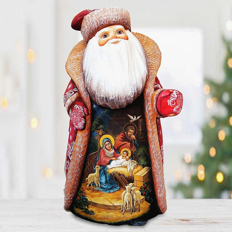 Message of Faith Santa Hand-Painted WOODCARVED Masterpiece by G. DeBrekht – Nativity Holiday Decor – 28214942 *** PRE-ORDER – Handmade Just for You! ***