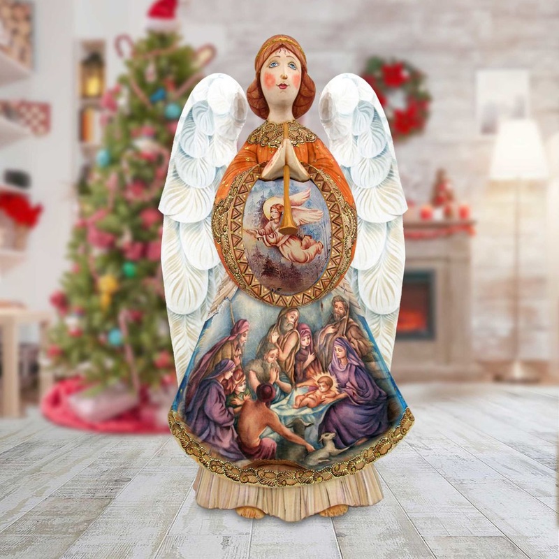 Nativity Angel Santa Hand-Painted WOODCARVED Masterpiece by G. DeBrekht – Nativity Holiday Decor – 251732
