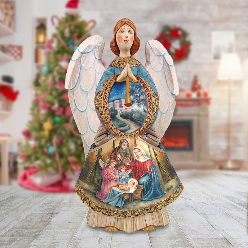 Nativity Angel Santa Hand-Painted WOODCARVED Masterpiece by G. DeBrekht – Nativity Holiday Decor – 251735