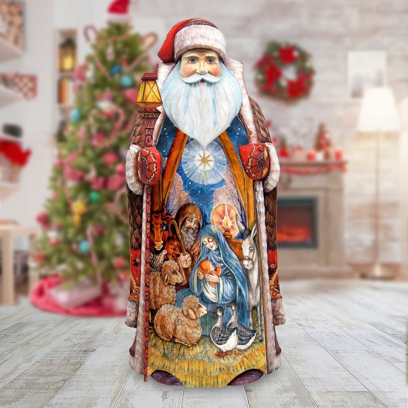 Nativity Santa Hand-Painted WOODCARVED Masterpiece by G. DeBrekht – Nativity Holiday Decor – 215624-2