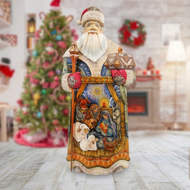 Nativity Santa Hand-Painted WOODCARVED Masterpiece by G. DeBrekht – Nativity Holiday Decor – 215624 *** PRE-ORDER – Handmade Just for You! ***