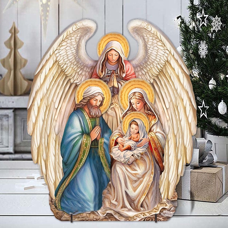 Nativity with Angel Outdoor Decor by G. Debrekht – Nativity Holiday Decor – 8611056F