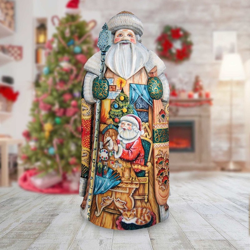 Nativity Workshop Santa Hand-Painted WOODCARVED Masterpiece by G. DeBrekht – Christmas Decor – 215625