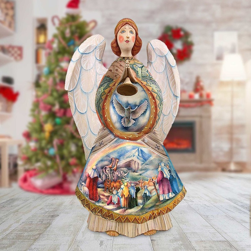 Noah’s Ark Angel Santa Hand-Painted WOODCARVED Masterpiece by G. DeBrekht – Nativity Holiday Decor – 251733