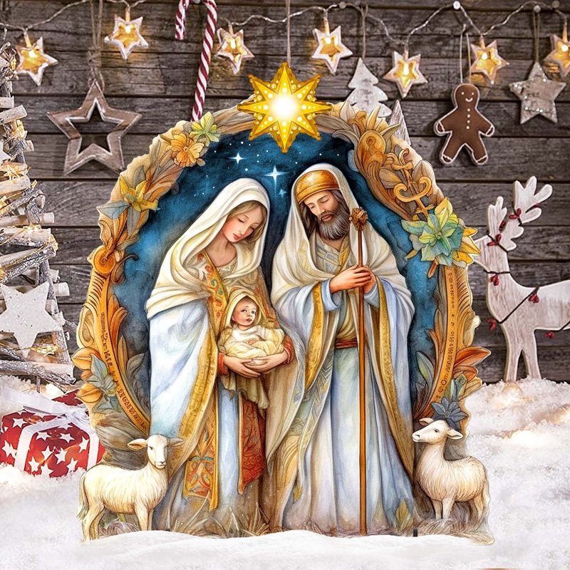 Nostalgic Nativity Scene Outdoor Decor by G. Debrekht – Nativity Holiday Decor – 8611074F