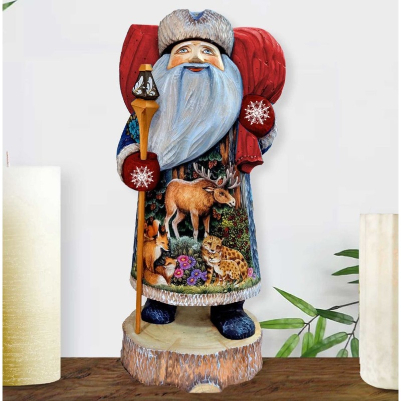 Peaceful Wildlife Santa Hand-Painted WOODCARVED Masterpiece by G. DeBrekht – Christmas Decor – 241143-2