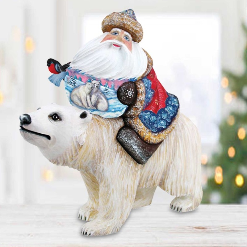Polar Journey Santa Hand-Painted WOODCARVED Masterpiece by G. DeBrekht – Wildlife Holiday Decor – 2821075