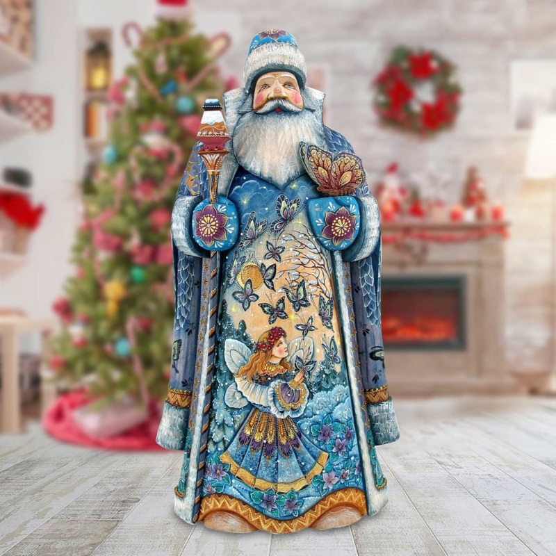 Regal Butterfly Santa Hand-Painted WOODCARVED Masterpiece by G. DeBrekht – Christmas Decor – 241190