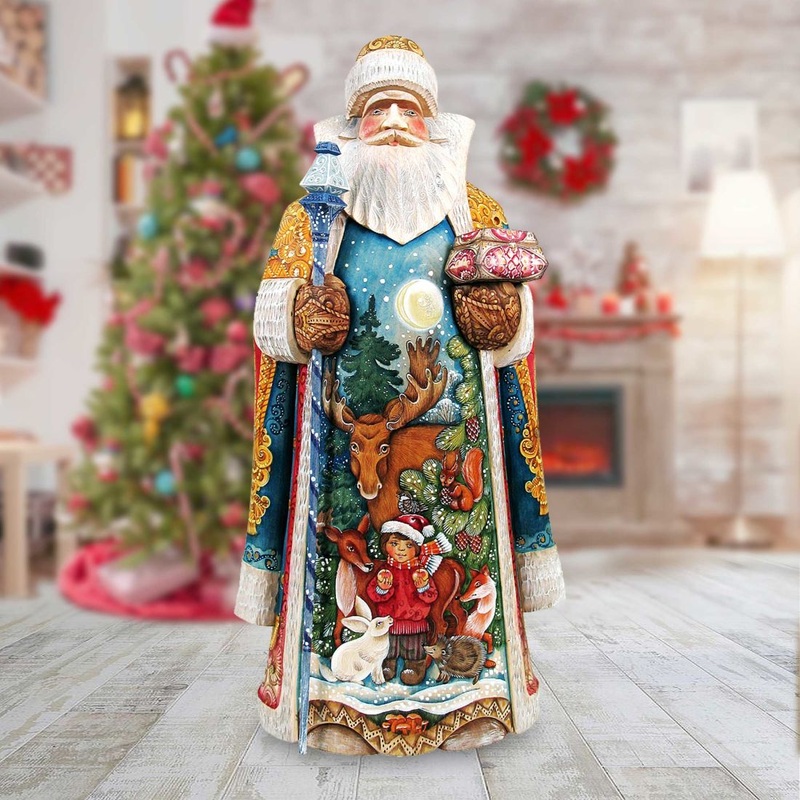 Remembering Everyone Santa Hand-Painted WOODCARVED Masterpiece by G. DeBrekht – Christmas Decor – 215610