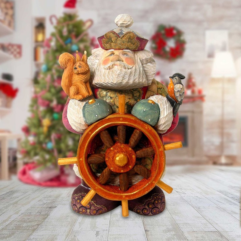 River Captain Santa Hand-Painted WOODCARVED Masterpiece by G. DeBrekht – Christmas Decor – 216200 – SPECIAL ORDER