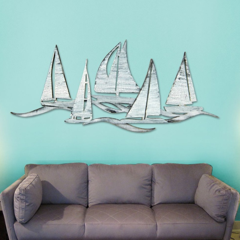 Sailing Fleet Rustic Wall Decor by G. DeBrekht – Coastal Sea-Life Decor – G98524SX