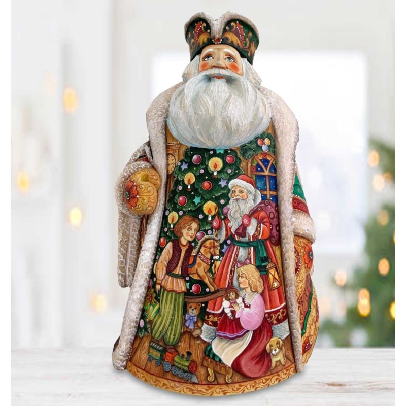 Santa Arrival Hand-Painted WOODCARVED Masterpiece by G. DeBrekht – Christmas Decor – 217010