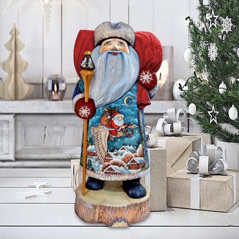Santa Goose Ride Santa Hand-Painted WOODCARVED Masterpiece by G. DeBrekht – Christmas Decor – 241143-4 *** PRE-ORDER – Handmade Just for You! ***