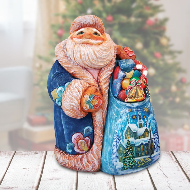 Secret Surprise Santa Box Handcrafted Christmas Figurine – G. DeBrekht – Christmas Santa Snowman Dcor – 517912