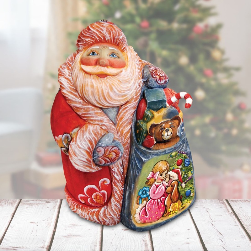 Secret Surprise Santa box Handcrafted Christmas Figurine – G. DeBrekht – Christmas Santa Snowman Decor – 517911