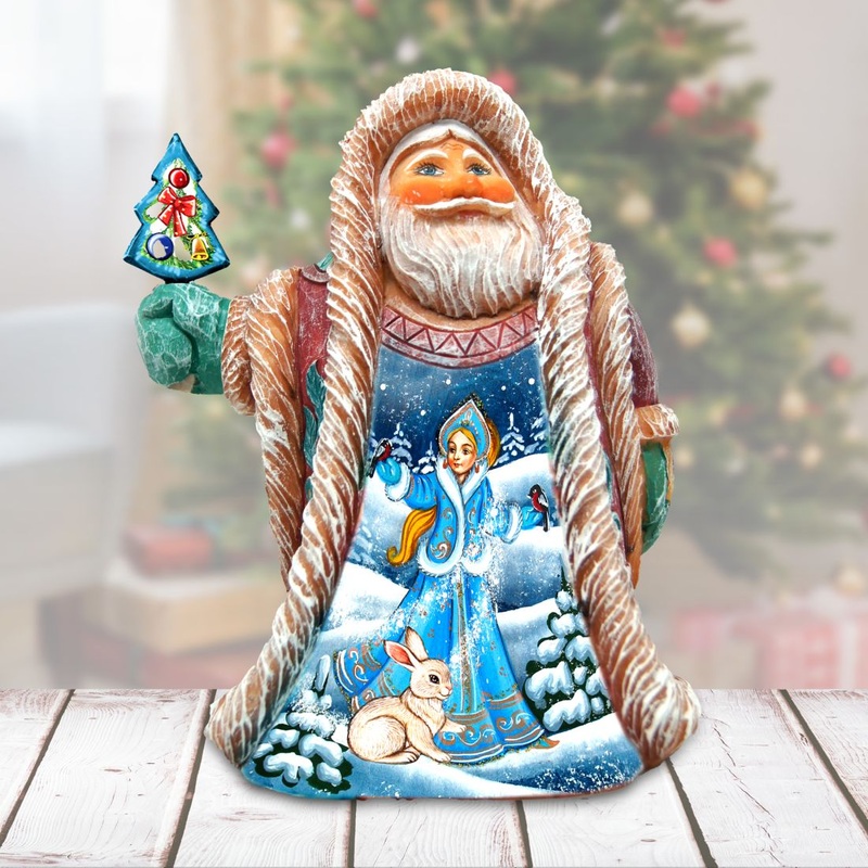 Snow Maiden Regal Santa Handcrafted Christmas Figurine – G. DeBrekht – Christmas Santa Snowman Decor – 532333