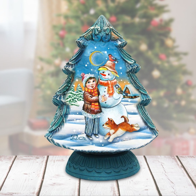 Snowman Secret Surprise Santa Box Handcrafted Christmas Figurine – G. DeBrekht – Christmas Santa Snowman Decor – 517913