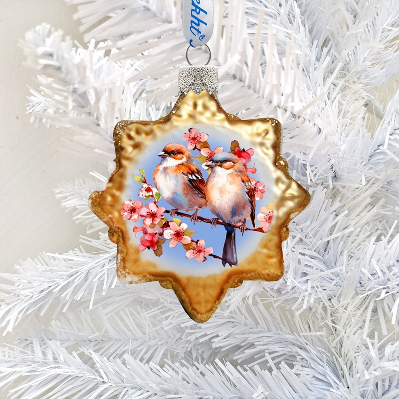 Spring Sparrows Mercury Glass Ornaments by G. Debrekht – Wildlife Holiday Decor – 776008
