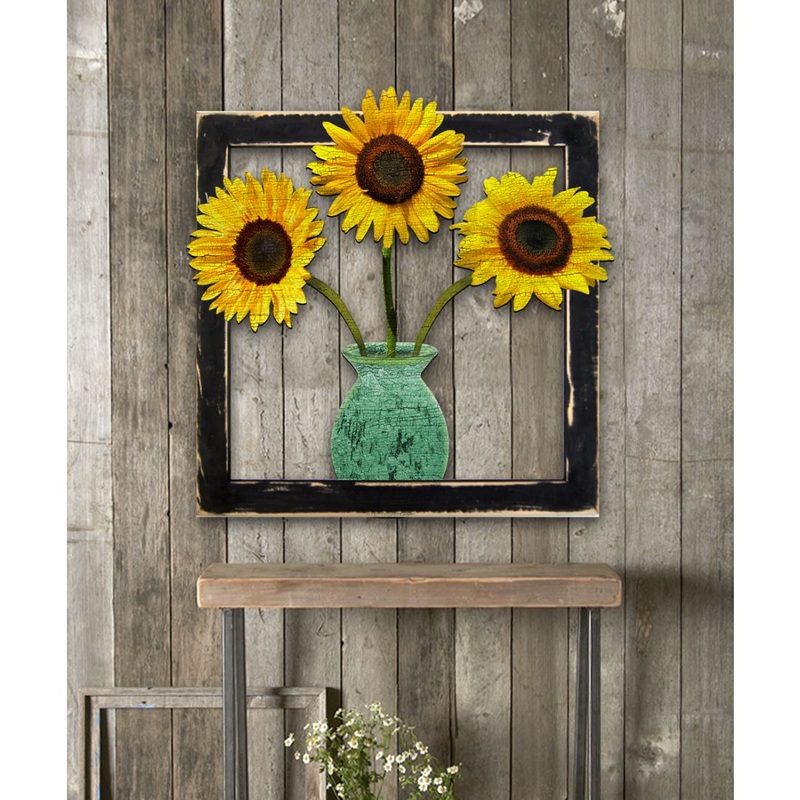 Sunflowers Rustic Wooden Wall Decor by G. DeBrekht – Thanksgiving Halloween Decor – G98763S3