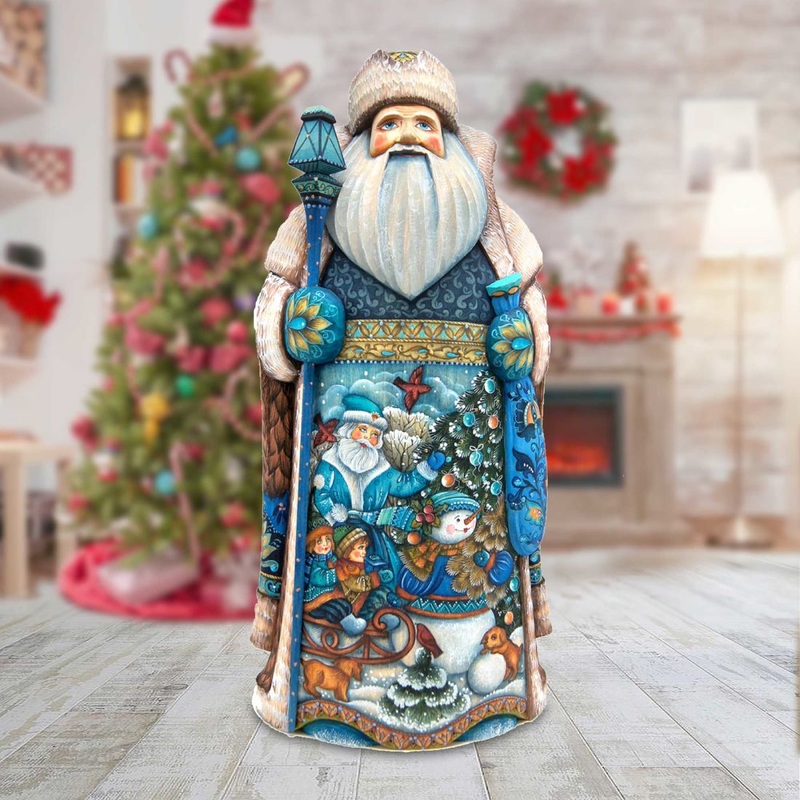 Towards Christmas Santa Hand-Painted WOODCARVED Masterpiece by G. DeBrekht – Christmas Decor – 241133B