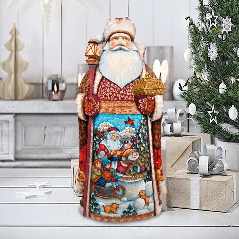 Towards Xmas Santa Blue Hand-Painted WOODCARVED Masterpiece by G. DeBrekht – Christmas Decor – 241133