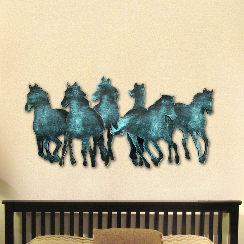 Wild Stallions Rustic Wooden Wall Decor by G. DeBrekht – Nature Wildlife Decor  – G98157S6