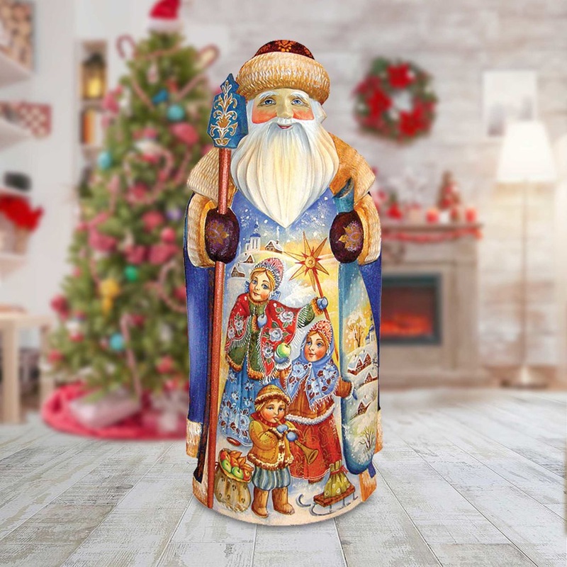 Winter Bazaar Santa Hand-Painted WOODCARVED Masterpiece by G. DeBrekht – Christmas Decor – 241151 *** PRE-ORDER – Handmade Just for You! ***