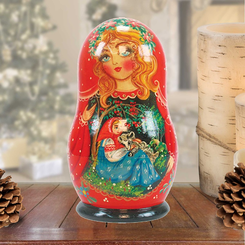 Aleonyshaka and Ivanushka Matreshka Nesting Hand-Painted Doll Set of 5 by G. DeBrekht – Christmas Decor – 130097