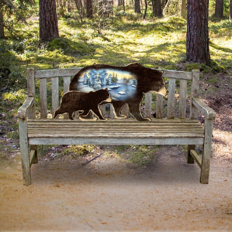 Bear Rustic Wooden Dcor for the Bench – G. DeBrekht – Nature Wildlife Dcor  – G99215