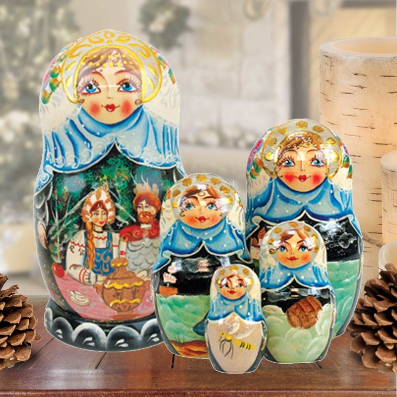 Boyar Wedding Matreshka Nesting Hand-Painted Doll Set of 5 by G. DeBrekht – Christmas Decor – 1300911