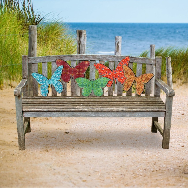 Butterfly Set of 8 Decor Rustic Bench and Wall Decor – G. DeBrekht – Nature Wildlife Decor  – G99719