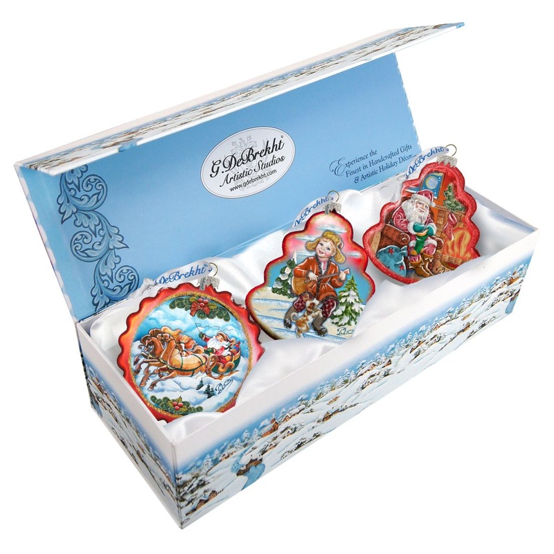 Christmas Glass Ornament Set of 3 by G. DeBrekht – Christmas Decor – 75103-B3