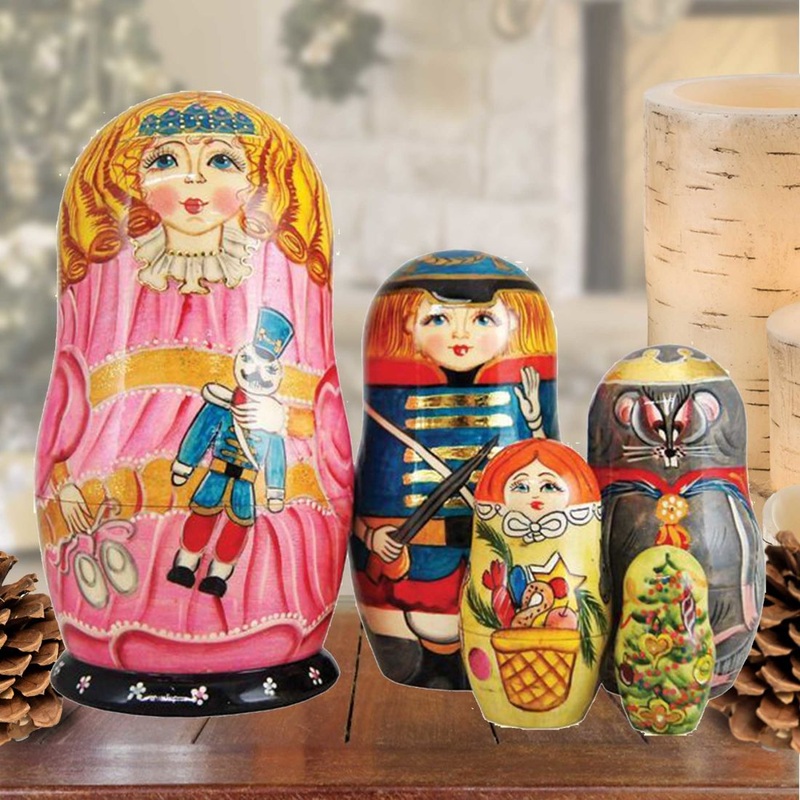 Clara Nutcracker Matreshka Nesting Hand-Painted Doll Set of 5 by G. DeBrekht – Christmas Decor – 1301152