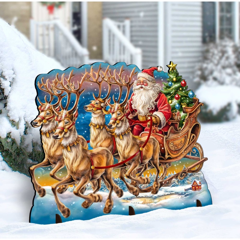 Deerest Friends Christmas Outdoor Yard Sign by G. DeBrekht – Christmas Santa Snowman Decor – 8118081F