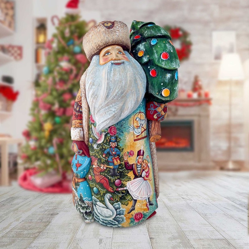 Evergreen Dance Santa Hand-Painted WOODCARVED Masterpiece by G. DeBrekht – Christmas Decor – 241138 *** PRE-ORDER – Handmade Just for You! ***