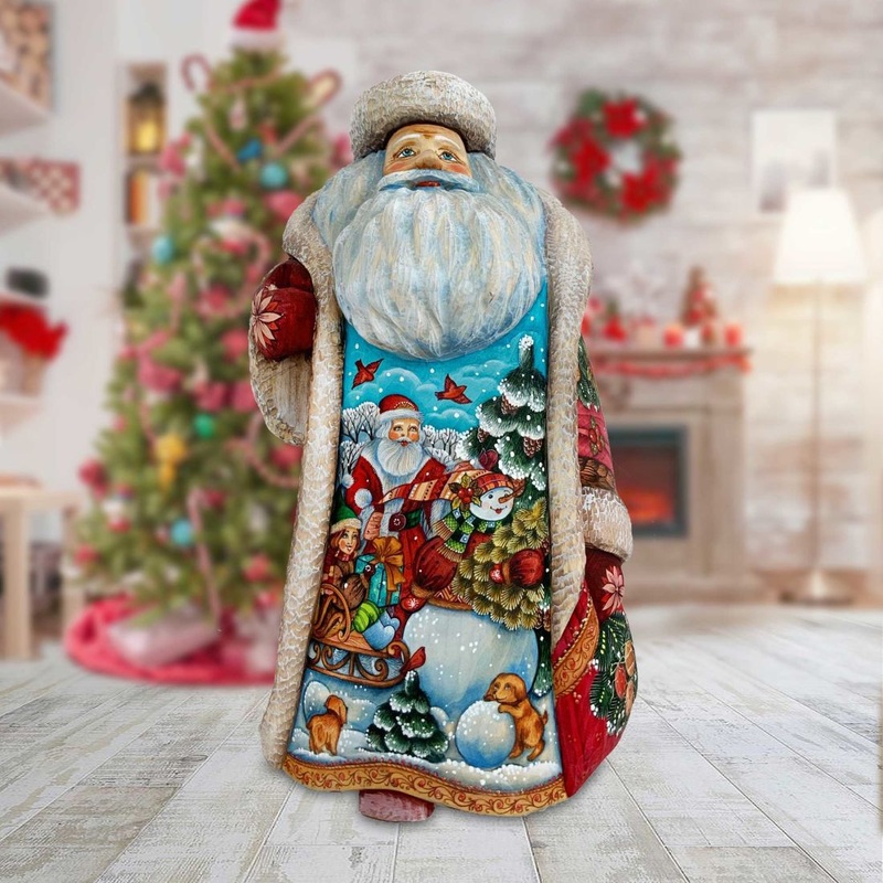First Snow’s Play Day Santa Hand-Painted WOODCARVED Masterpiece by G. DeBrekht – Christmas Decor – 241141