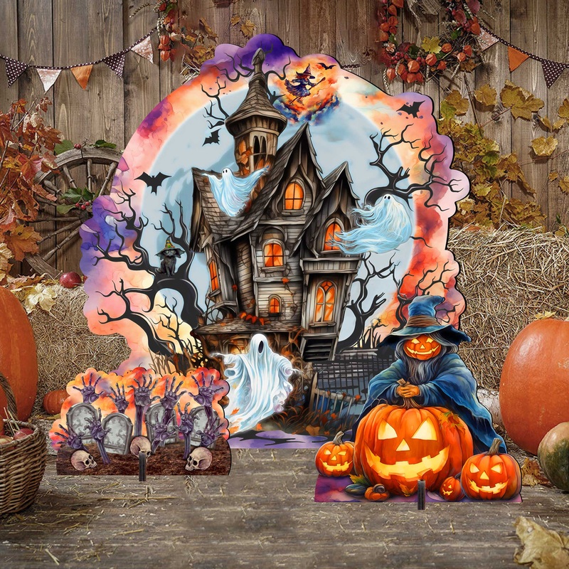 Halloween Haunted House Set of 3 Outdoor Dcor Yard Dcor by G. Debrekht – Halloween Dcor – 8652824F-S3