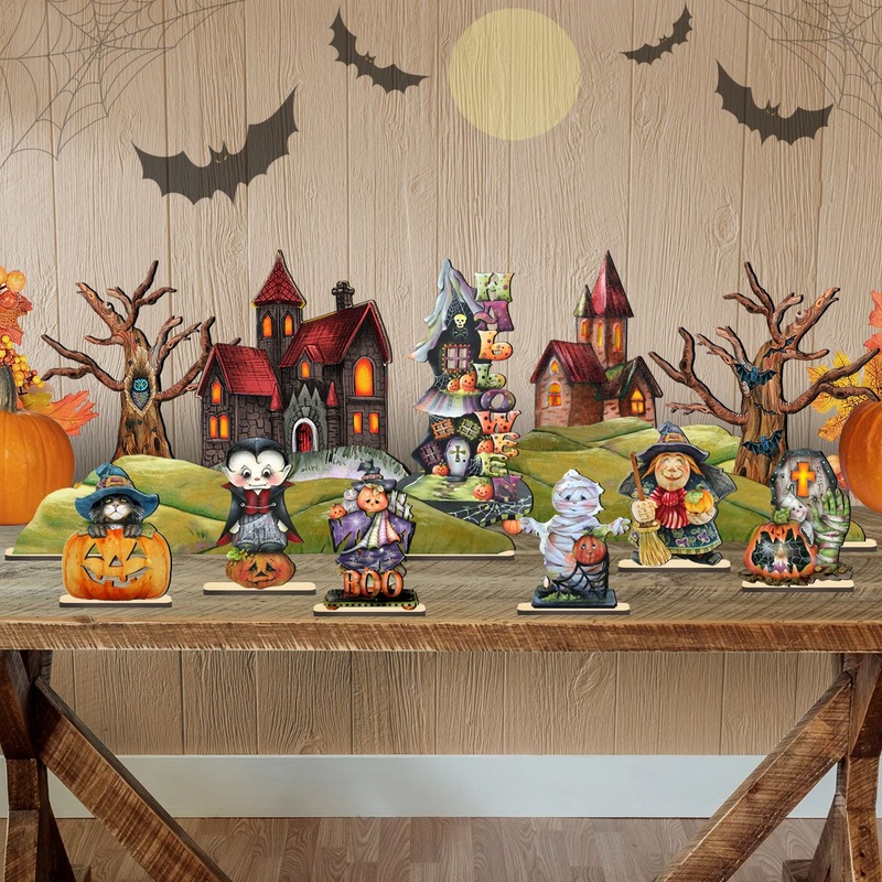 Halloween Village Set 14 by G. DeBrekht – Thanksgiving Halloween Decor – 852740-S14
