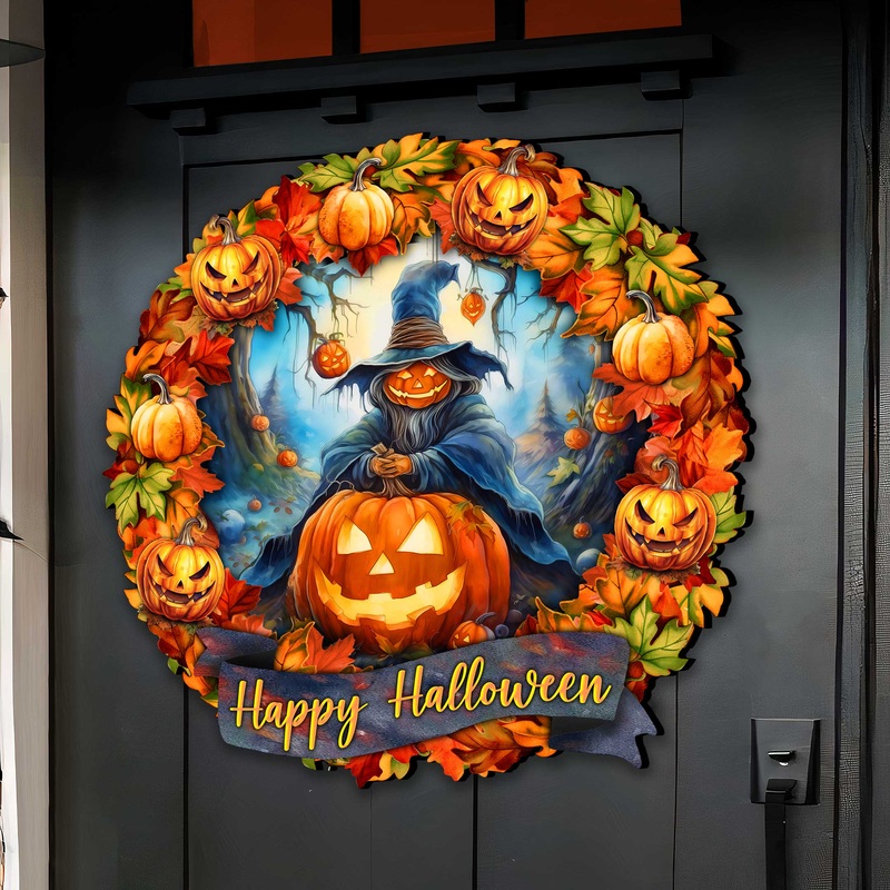 Happy Halloween 36-Inch Wreath Outdoor Decor by G. Debrekht – Halloween Decor – 8652821F