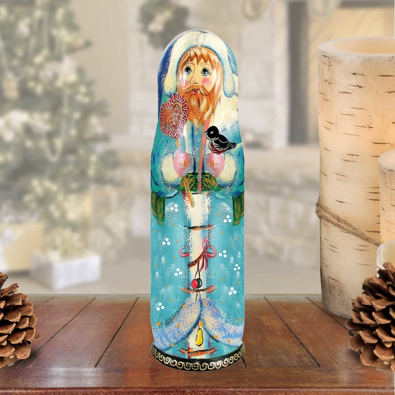 Love Candy Cane Hand-Painted Wooden Bottle Holder, Wine Box, Tall Gift Box by G. DeBrekht – Christmas: Santa Snowman Decor – 190073