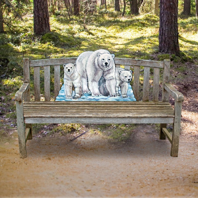 Polar Bears Family Rustic Wooden Decor for the Bench – G. DeBrekht – Nature Wildlife Decor  – G99225