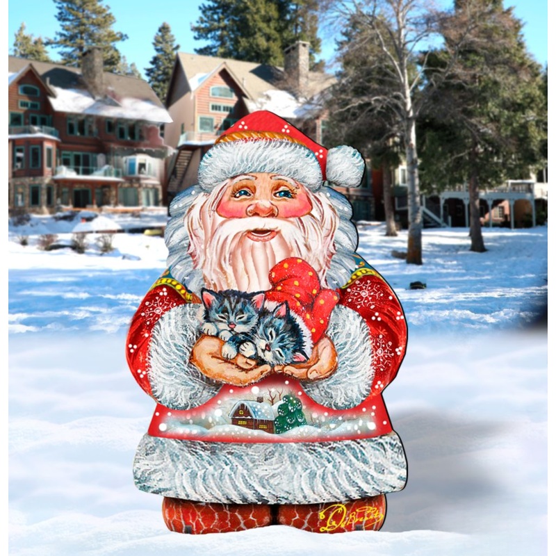 Reindeer Santa Christmas Outdoor Scene by G. DeBrekht – Christmas Santa Snowman Decor – 8151123F