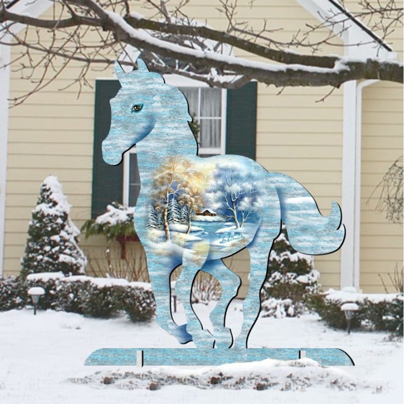 Running Pony Wildlife Outdoor Decor by G. DeBrekht – Wildlife Holiday Decor – 8198155F