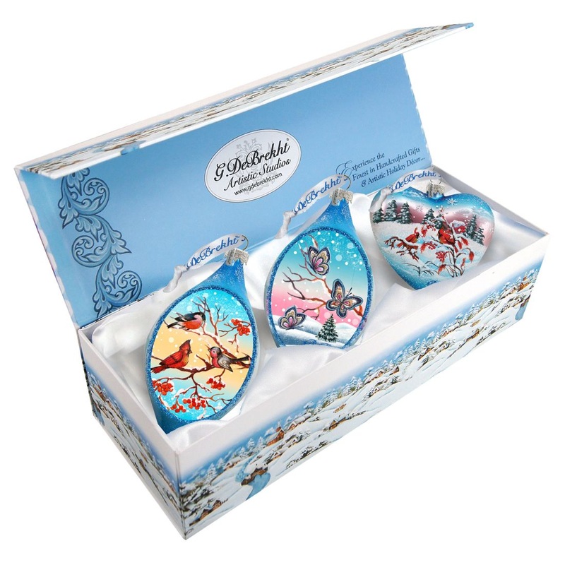 Sing Song Glass Ornament Set of 3 by G. DeBrekht – Christmas Dcor – 74120-B3