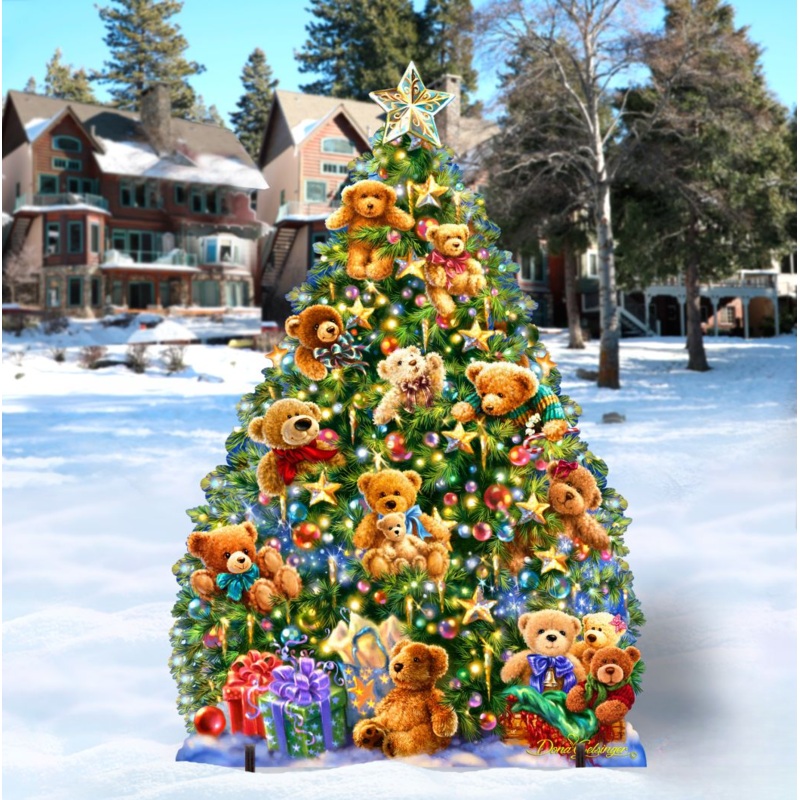 Teddy Bear Tree Holiday Outdoor Yard Sign by D. Gelsinger – Christmas Decor – 8461019F-1101