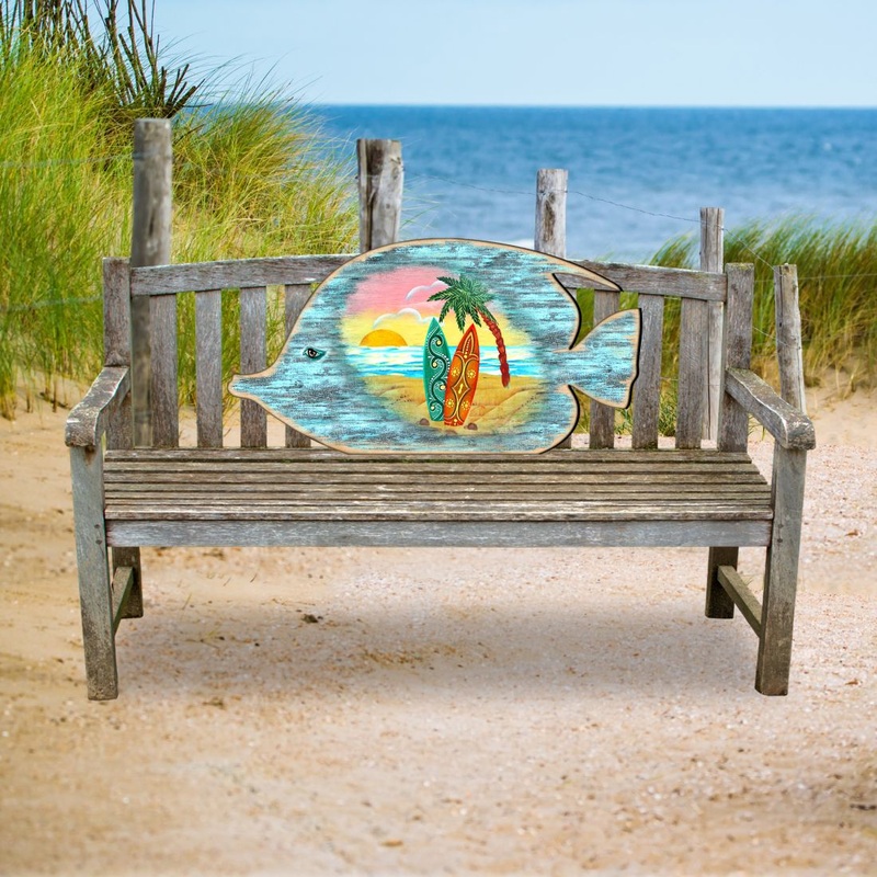 The Fish Coastal Rustic Wooden Dcor for the Bench – G. DeBrekht – Coastal Sea-Life Dcor – G99527